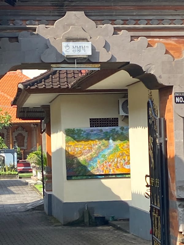 Tourist browsing Balinese crafts and culture in Nusa Dua