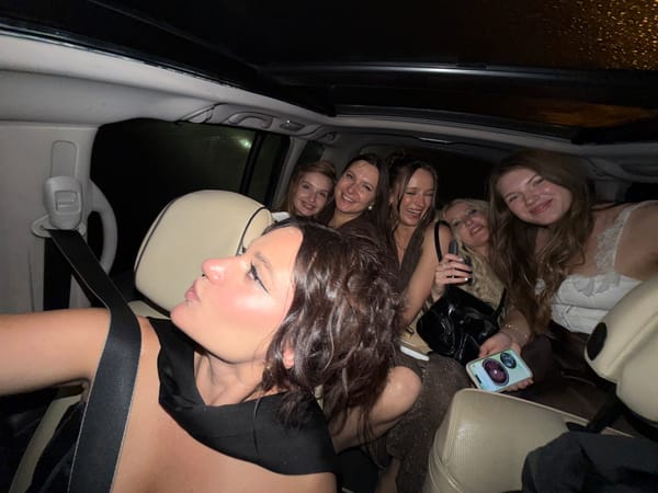 Six women photographed in car sunroof at night in Belgrade