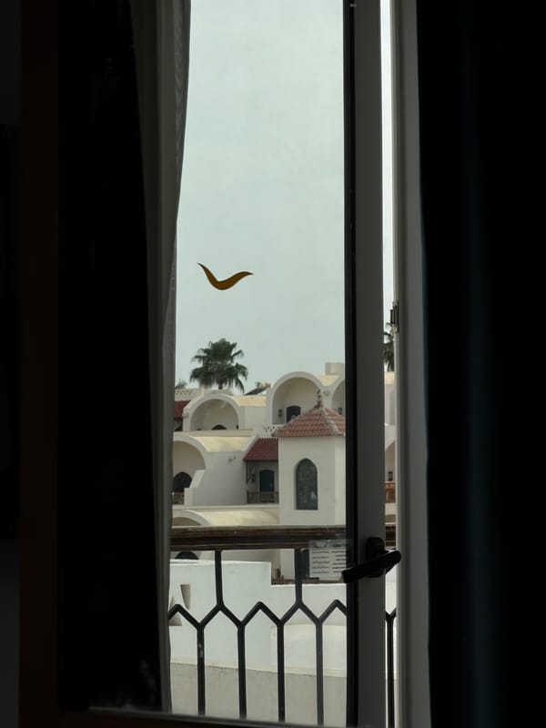 Window view of white arched building in Sharm El Sheikh