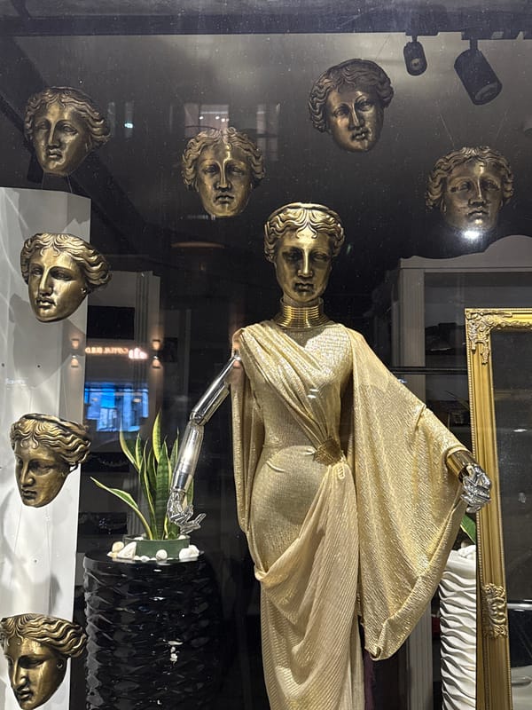 Robotic art displays featuring mannequins observed in Yerevan