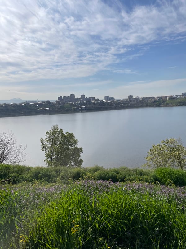 Dawn landscape documentation captured across Yerevan waterfront and hillsides