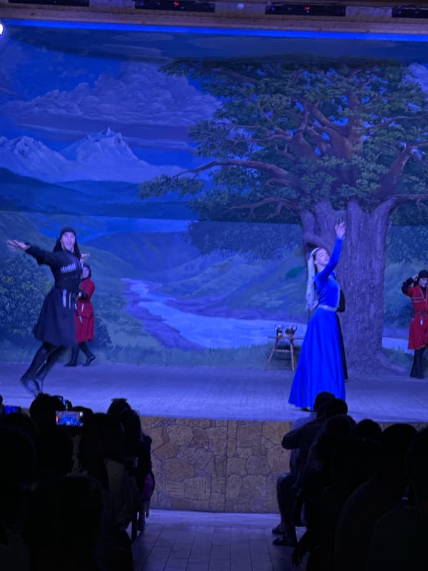 Traditional folk performance on stage in Bolshoy Kichmai, Russia