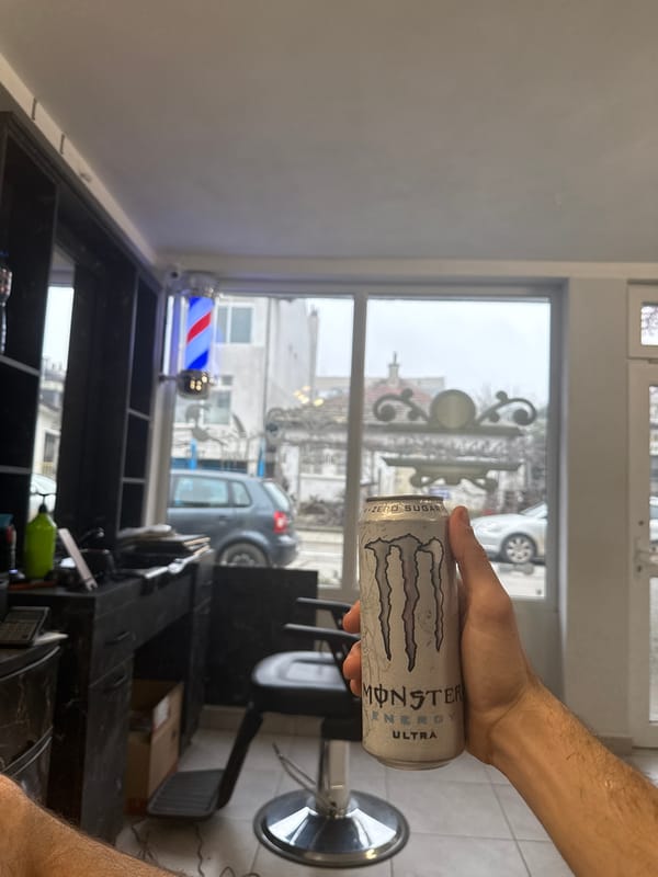 Energy drink consumed at Bulgarian barber shop