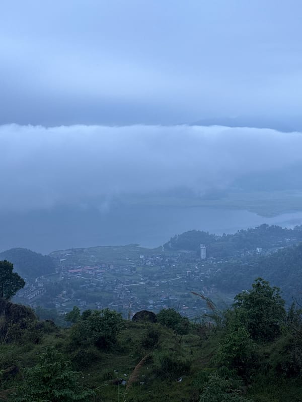 Misty valley view captured in Pokhara, Nepal