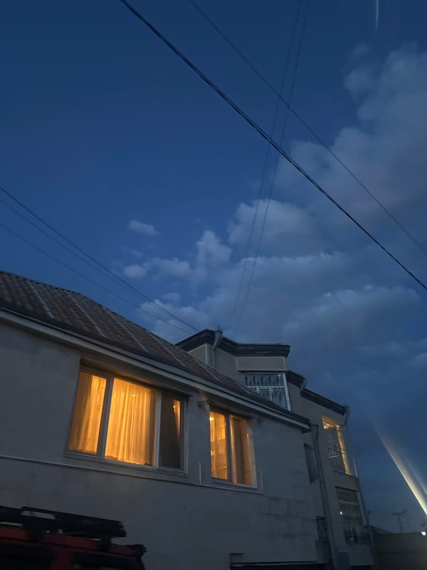 Evening sky with power lines photographed in Yerevan