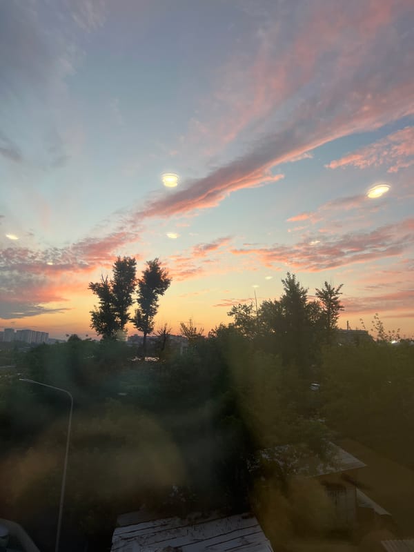 Vivid pink and orange sunset fills the Irkutsk sky