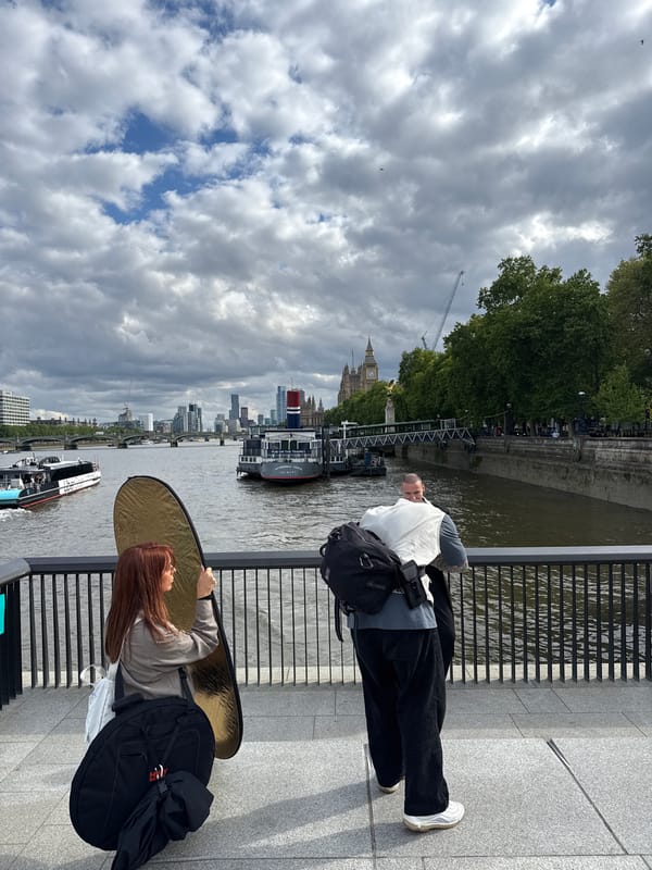 Two people spotted by Thames railing in London
