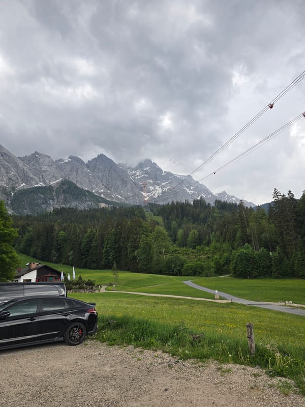 Alpine landscape with cable cars observed in Grainau