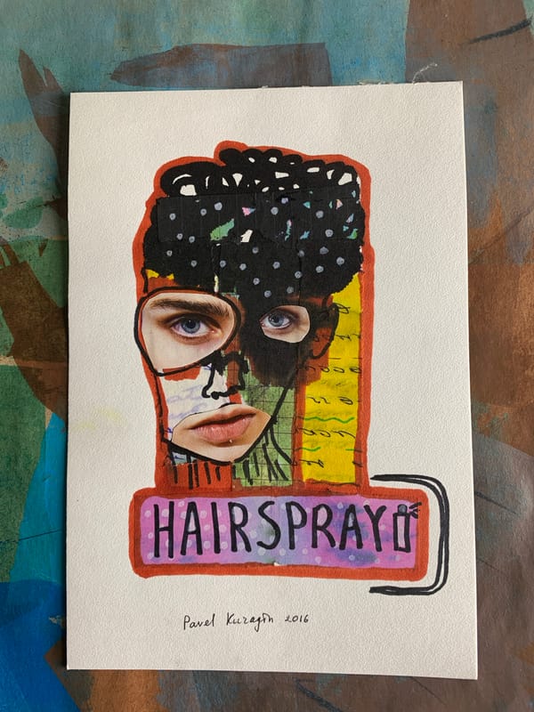 Mixed-media collage portraits built from cutouts and found text