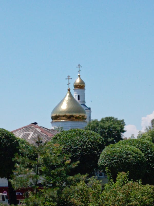 Street-level look at Artyom, Russia on a sunny summer morning