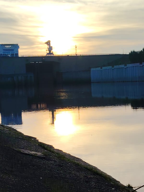Fishing the Kama River at sunset near Votkinsk Dam