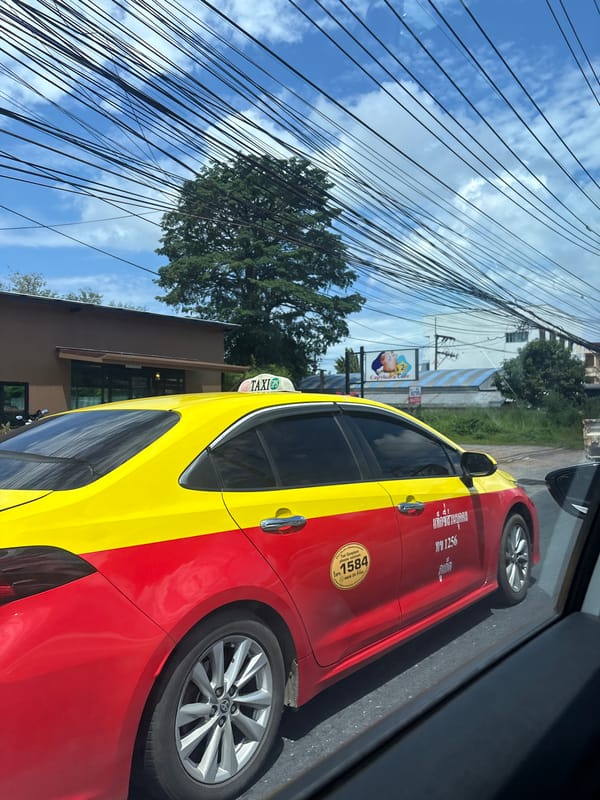 Morning taxi ride through Ratsada streets, Phuket