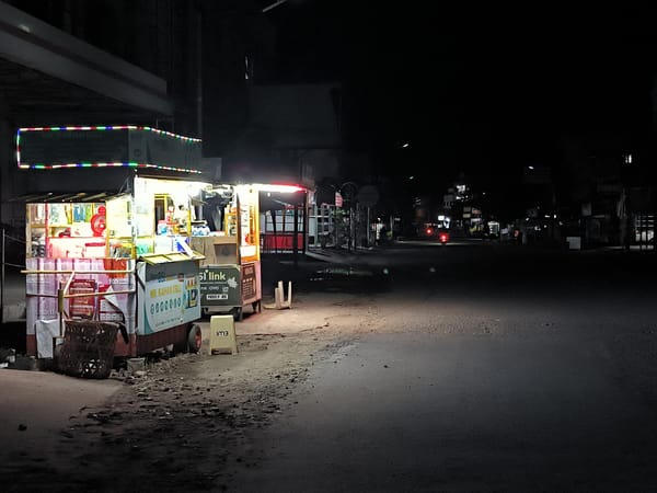 Nighttime street life documented in Lhokseumawe, Indonesia