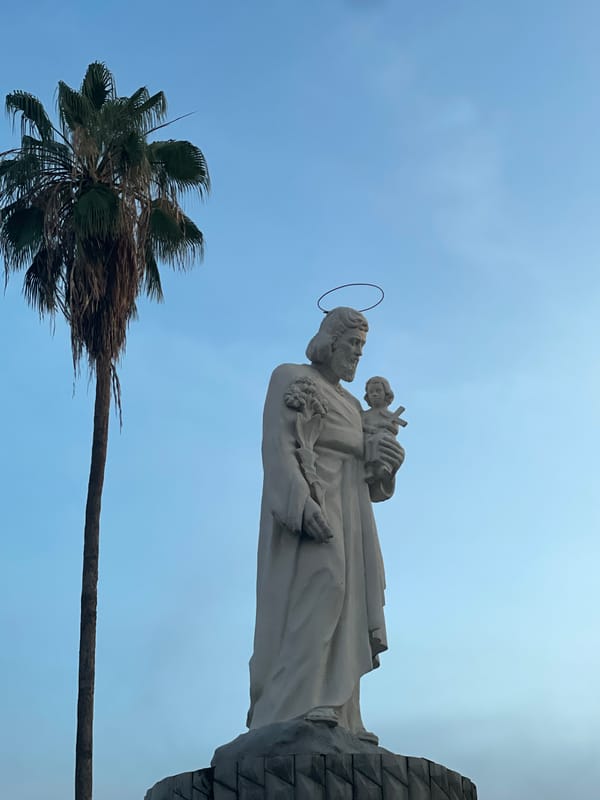 Saint Joseph monument at sunset in a Maracay public square