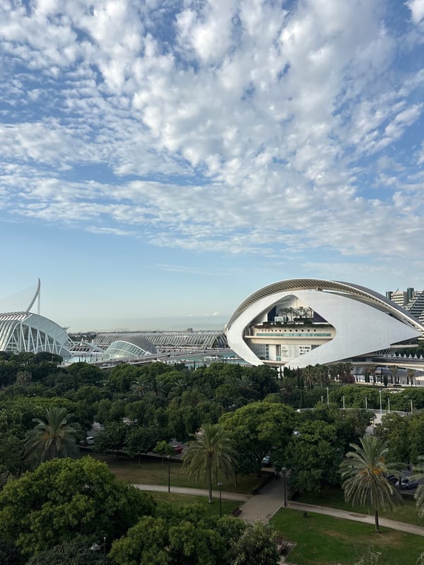 Aerial views across Valencia's City of Arts and Sciences