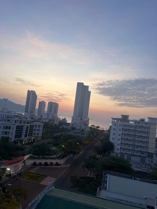 Sunset cityscape documented in Bac Nha Trang Ward Vietnam