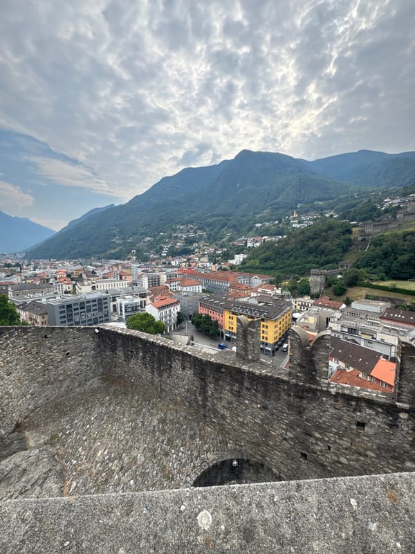 Abstract sculptures on the grounds of Bellinzona's Castel Grande