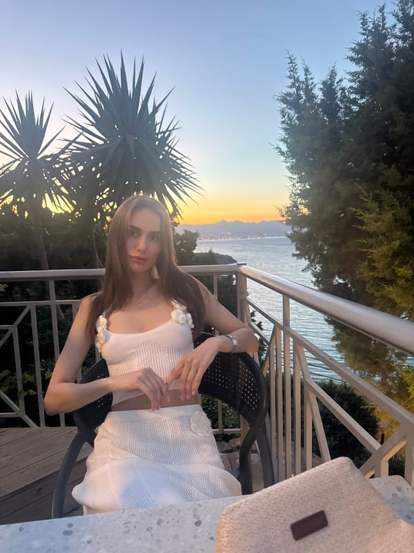 Sunset balcony time at a Cretan coastal hotel