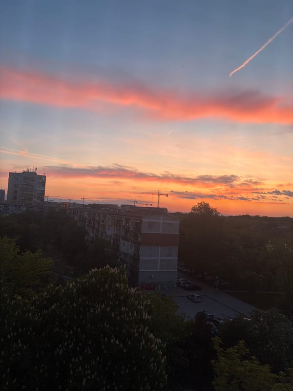 Colorful sunset observed over Plovdiv residential area Sunday evening