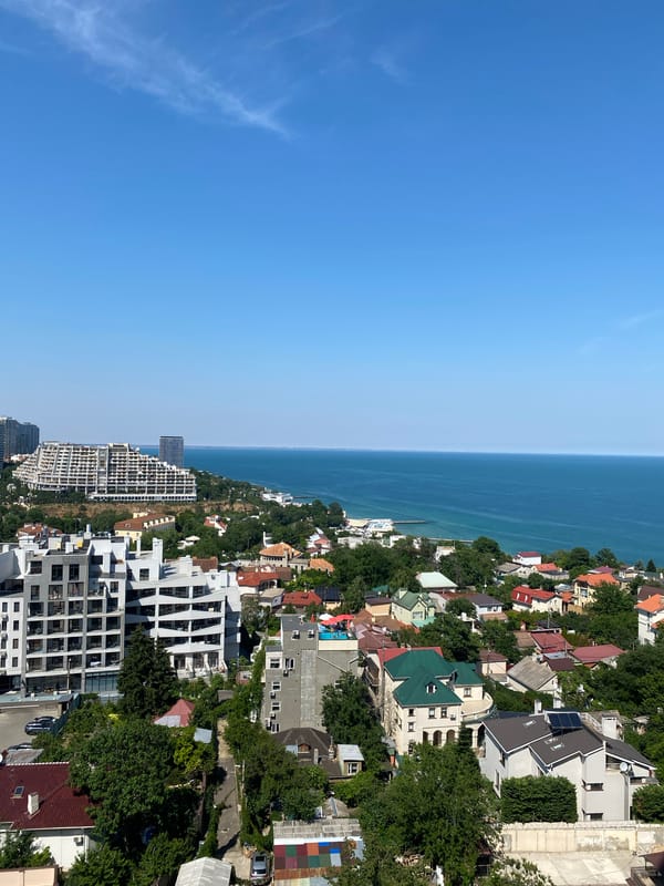 Odesa streets and coastline on a clear summer afternoon
