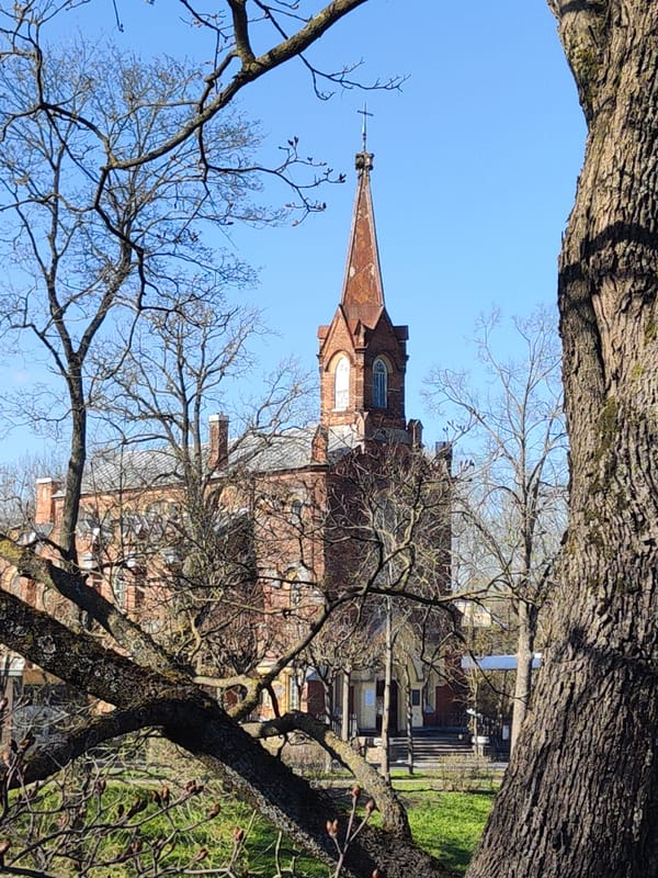 Spring blooms and historic architecture observed in Pushkin, Russia