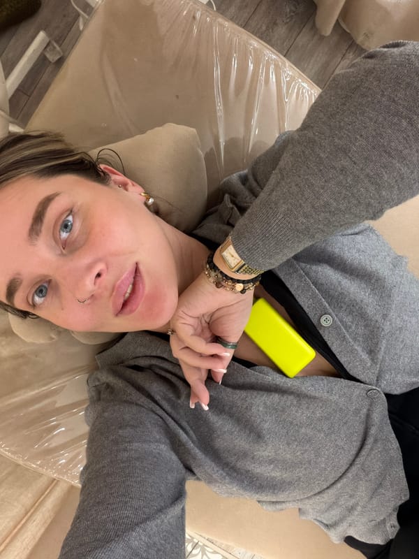Woman takes selfie in Moscow beauty salon