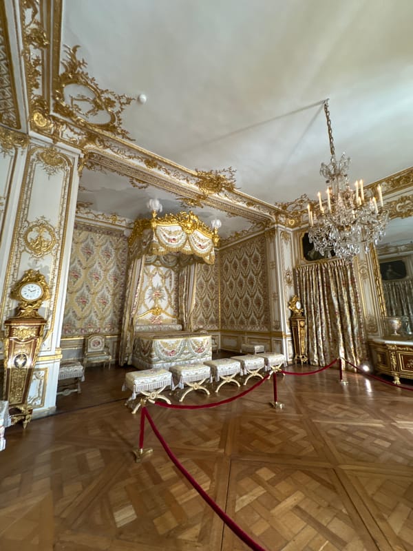Tourists tour ornate halls and artwork at Palace of Versailles