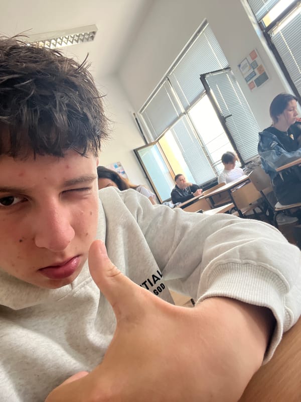 Students document classroom moments through selfies in Zlatograd, Bulgaria