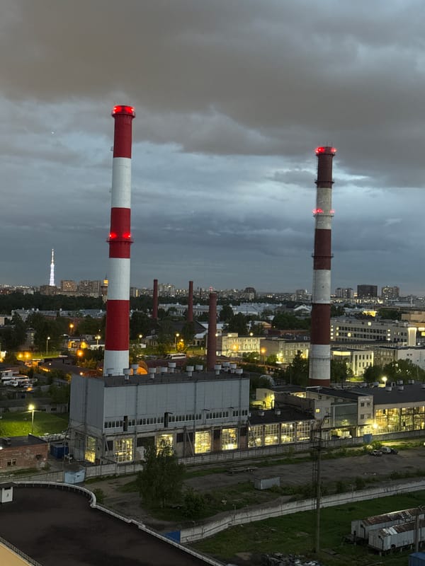 Russian city skyline documented during evening twilight hours