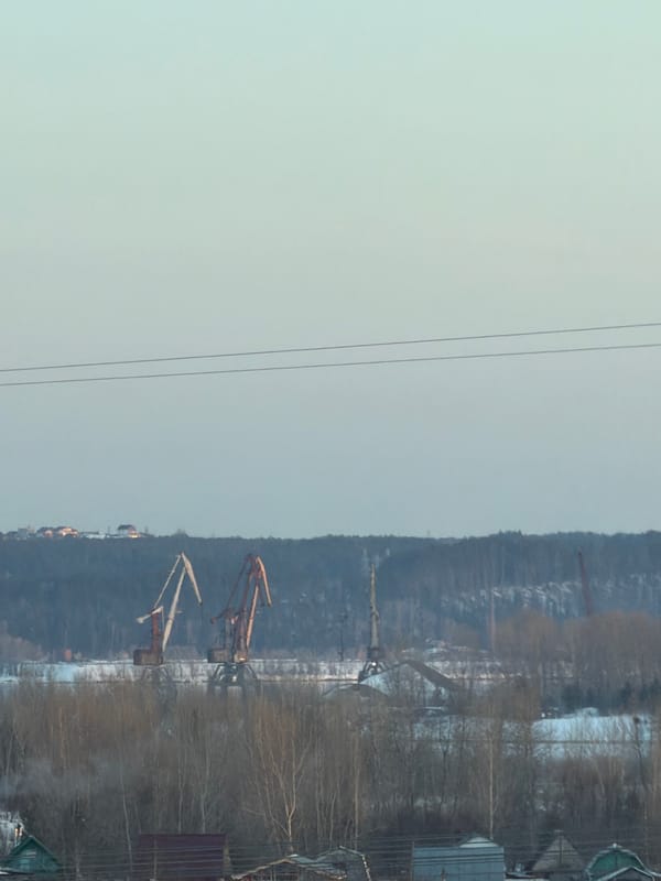 Winter landscapes documented during vehicle journey in Noviy, Russia