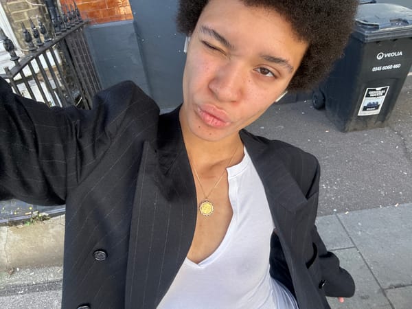 Sunny London sidewalk selfie, June morning
