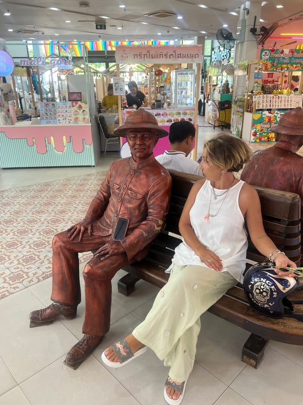 Exploring Phuket City's streets, fountains, and marketplace