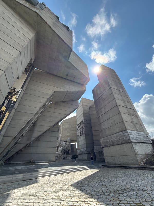 Bulgarian State Monument photographed in sunlight in Shumen