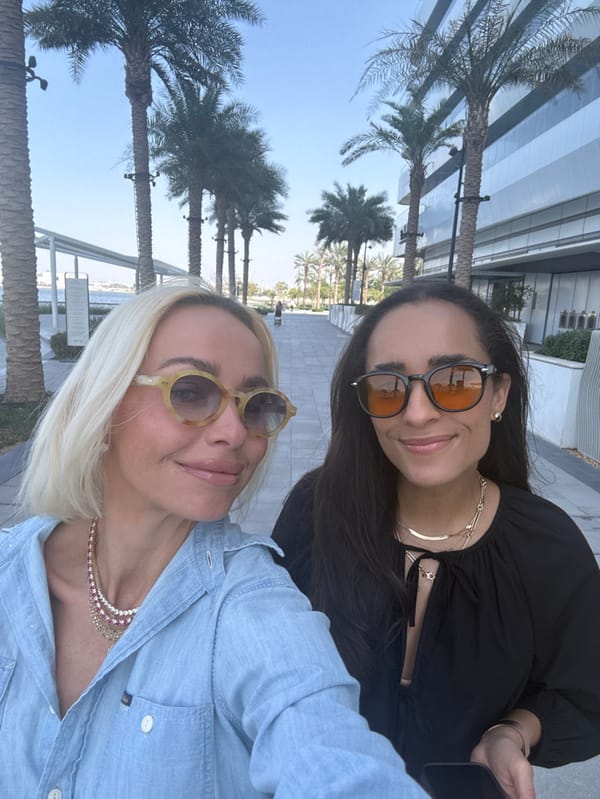 Women pose for selfie at Dubai Creek Harbour waterfront