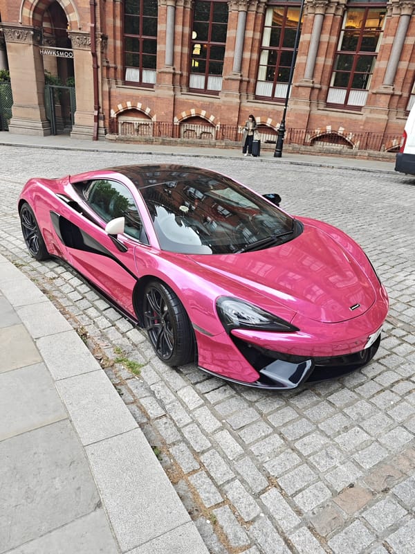 Pink McLaren spotted on London cobblestone street