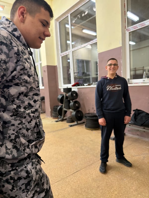 Two men photographed at gym in Panagyurishte Bulgaria