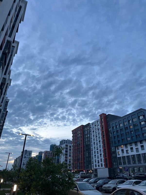 Woman takes selfie in Perm residential district