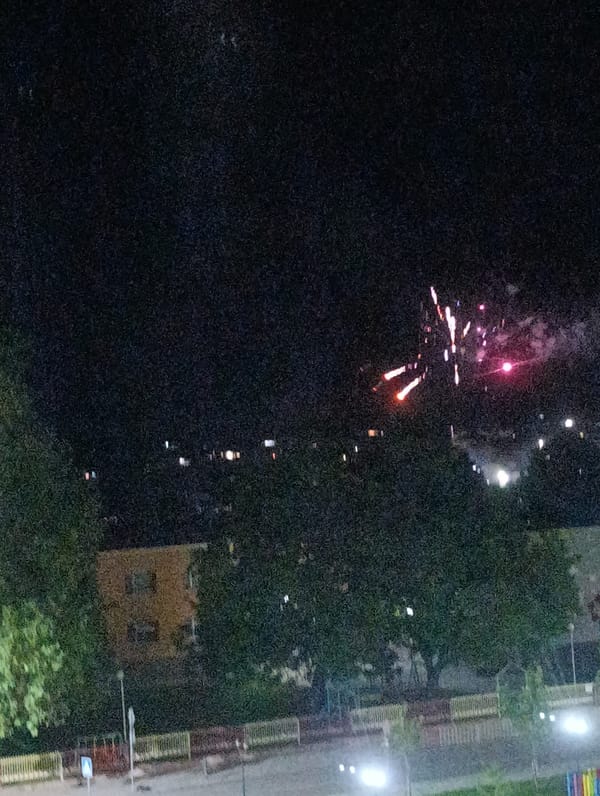Fireworks display lights up night sky over Svilengrad, Bulgaria