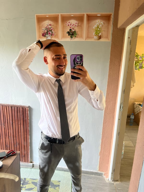 Man takes selfies in Shumata, Bulgaria
