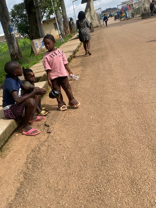 Everyday street life along a dusty road in Rafin Par