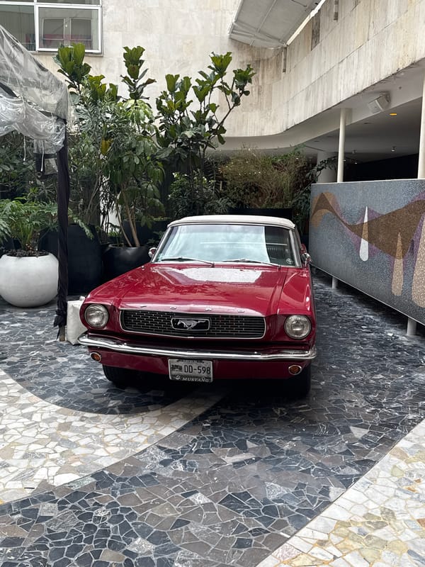 Classic Ford Mustang spotted in indoor Mexico City parking