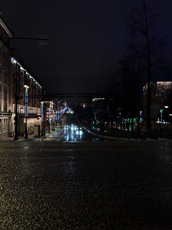 Nighttime street scene captured in Perm, Russia