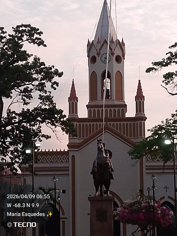 Clock tower and plaza documented in Tinaquillo, Venezuela