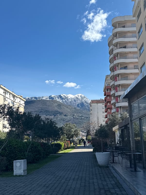 Daily life moments captured on sunny morning in Bar, Montenegro