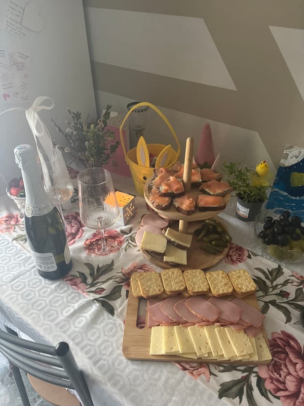 Domestic afternoon scenes captured in Liepaja home with food, cat