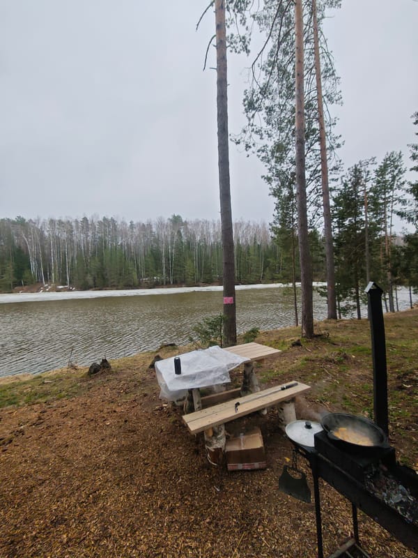 Outdoor cooking picnic with traditional kazan in Мишкино, Russia