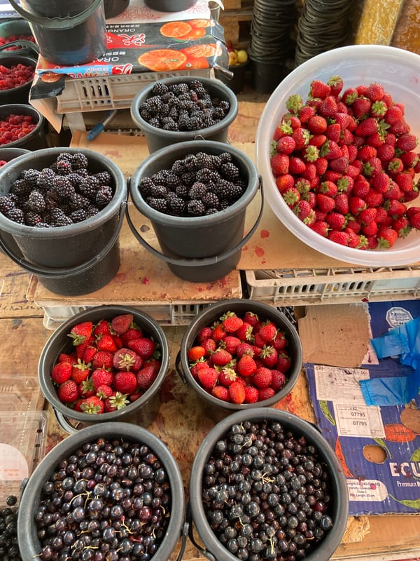 Fresh fruit stalls line the streets of Dushanbe