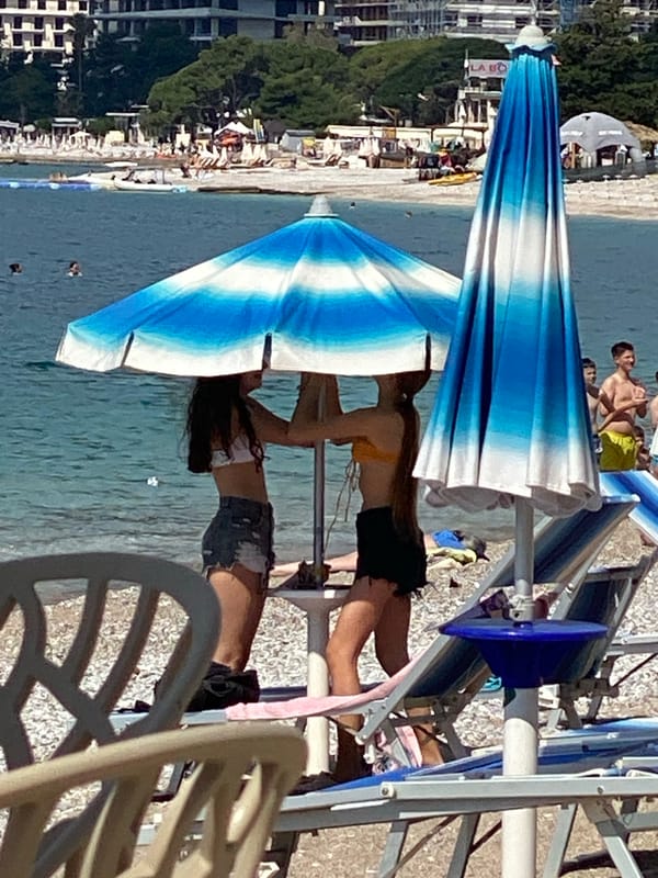 Morning beach scene captured in Budva, Montenegro