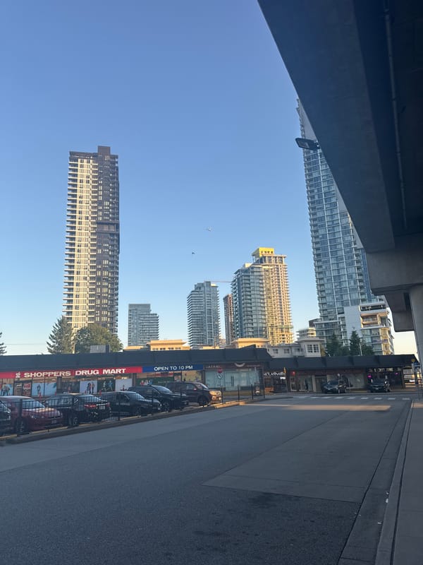 Street-level look at Burquitlam Station and its urban surroundings