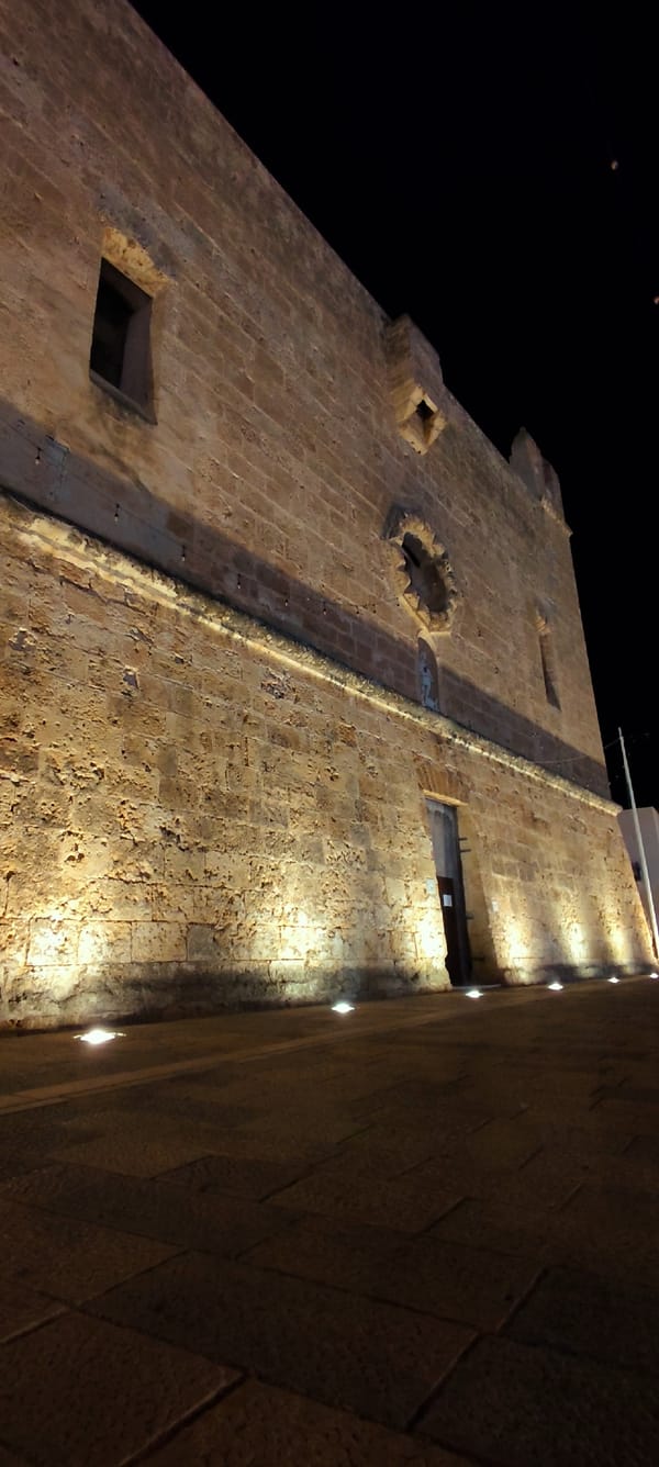 Live street performance in San Vito Lo Capo's illuminated piazza
